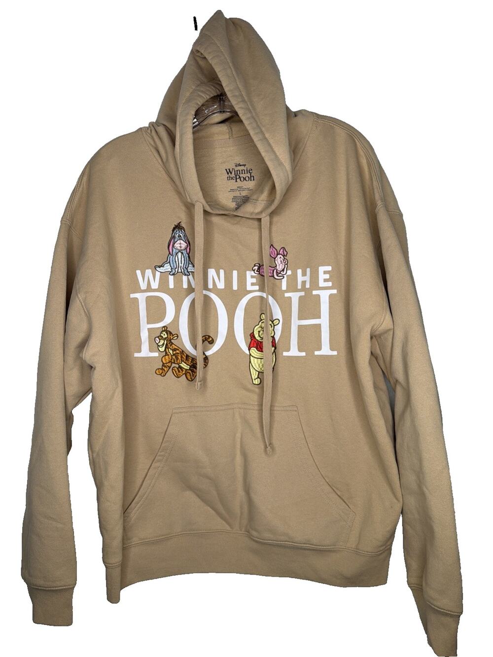 Disney Winne The Pooh Women's Character Hoodie Large Tan NWOT Tigger Eeyore Roo